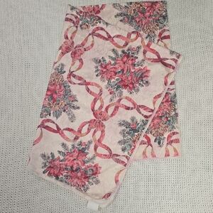 Floral Poinsettia Holiday Tablecloth- Red, Pink, Green & Cream